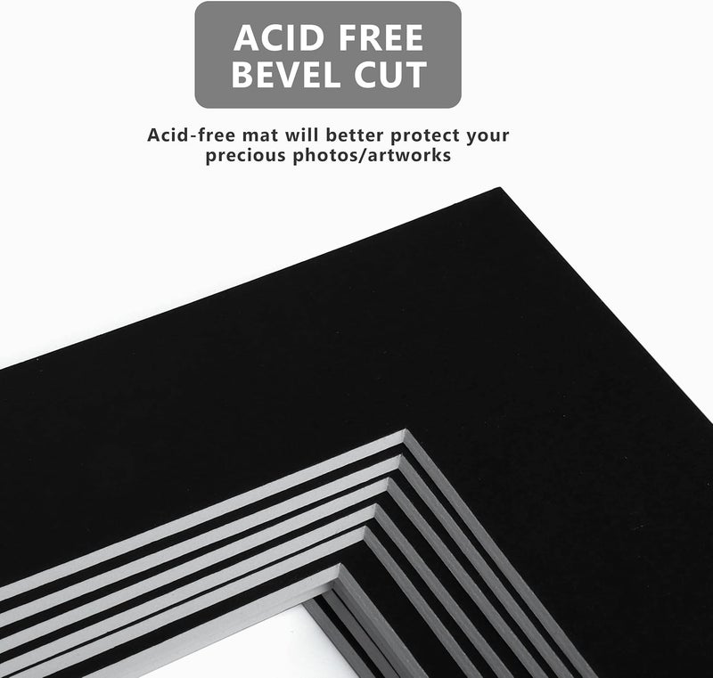 Somime 8x10 Precut Picture Mats,Black Mat 8x10 for 5x7 Photos with White Core Bevel Cut,Acid Free 8x10 Mats 5x7 Opening(10 Pack) - Image 5